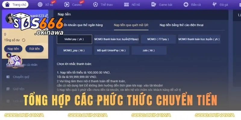 Tổng hợp các phức thức chuyển tiền
